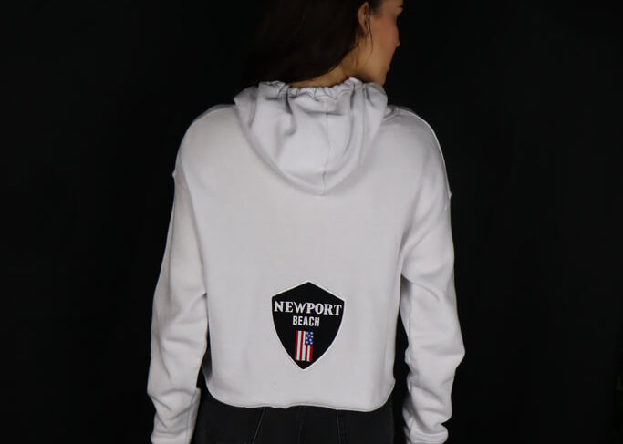 Newport Beach - White Cropped Hoodie - Women