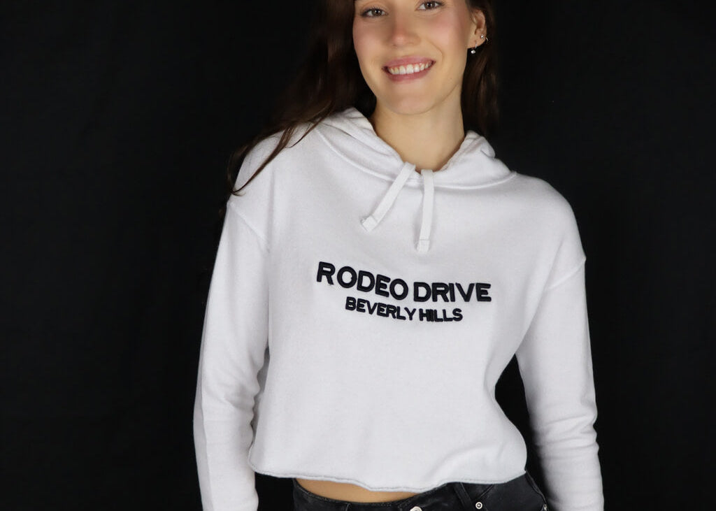 Rodeo Drive - White Cropped Hoodie - Women