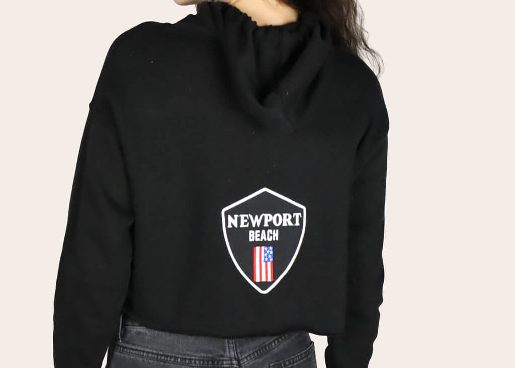 Newport Beach - Black Cropped Hoodie - Women